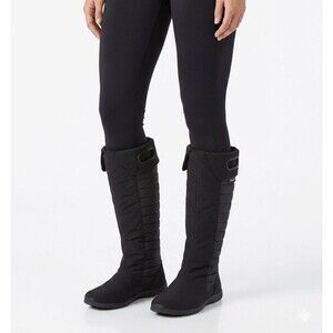 PATAGONIA Fiona Quilted Tall Winter Boots Black Women's Size 8 EUC Primaloft